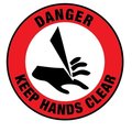 5S Supplies Danger Keep Hands Clear Floor Sign 32in Diameter Non Slip Floor Sign FS-DANGHACL-32